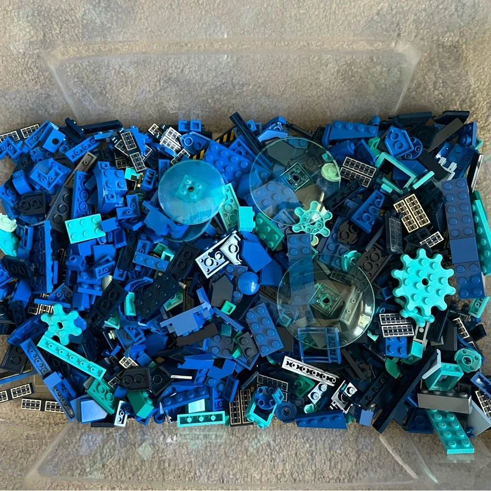 LEGO Small  Accessories , Spare Parts And Small Brick Pieces. Mix Blues 1lbs